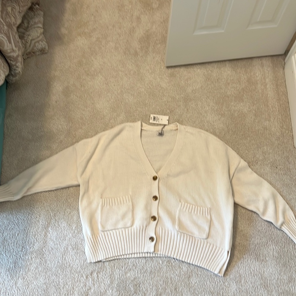 A New Day Cream button up sweater size xl